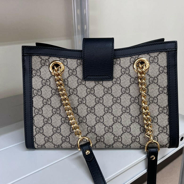 Gucci GG Supreme Padlock Chain Shoulder Bag,Beige - ShopShops