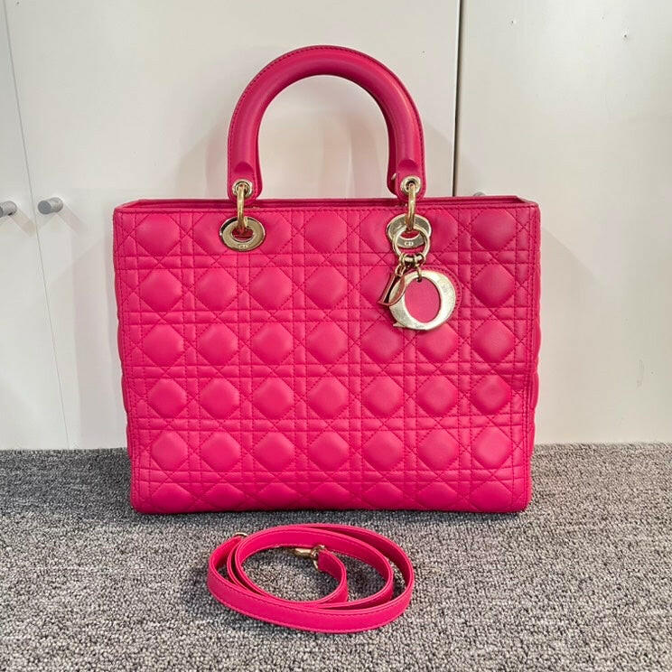 Dior Lady Lambskin Bag Large Handbag - ShopShops