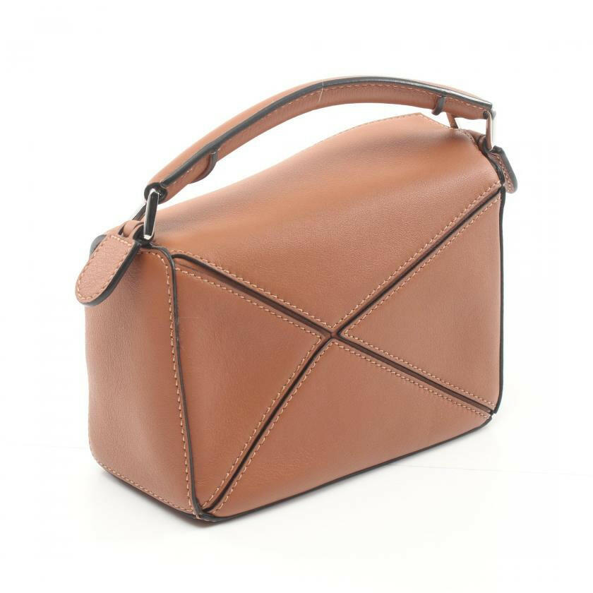 Loewe Puzzle Bag Mini Handbag Leather Light Brown 2way - ShopShops