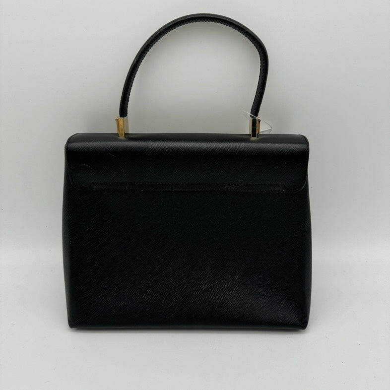Salvatore Ferragamo Gancini Leather 2Way Hand Bag Black - ShopShops