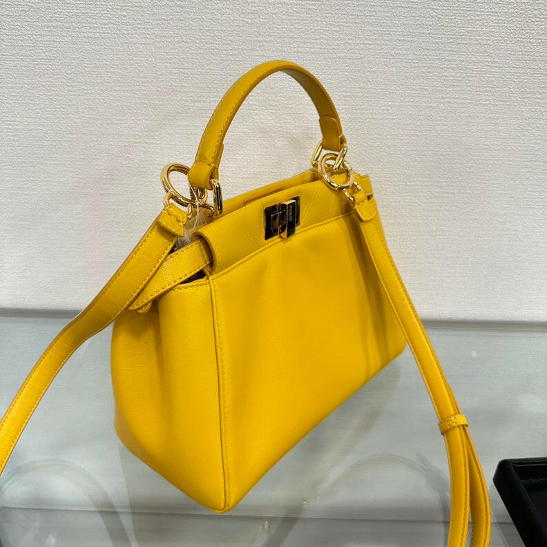 Fendi Peekaboo Mini 2way Leather Bag Yellow - ShopShops