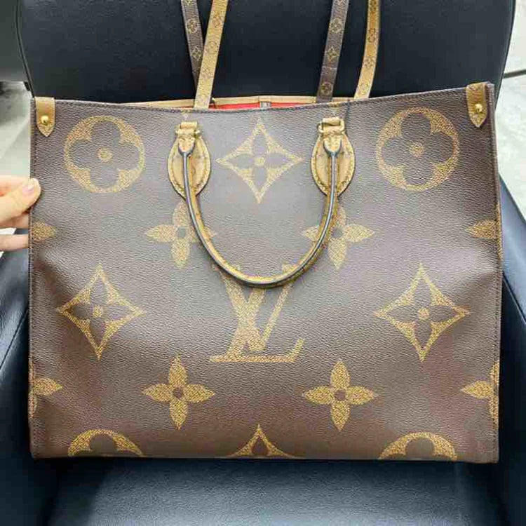 LOUIS VUITTON Monogram On-the-go GM 2way Handbag, Brown, PVC Coated Canvas - ShopShops