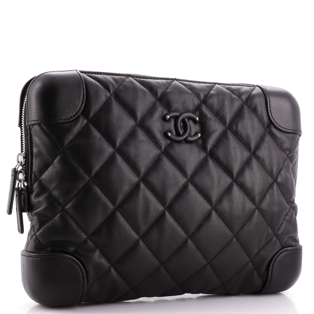 CHANEL CC Classic Trunk Case, Black Quilted Lambskin, Medium - ShopShops