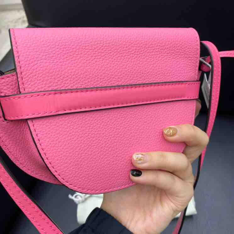 LOEWE Mini Gate Crossbody Bag, Pink Leather - ShopShops