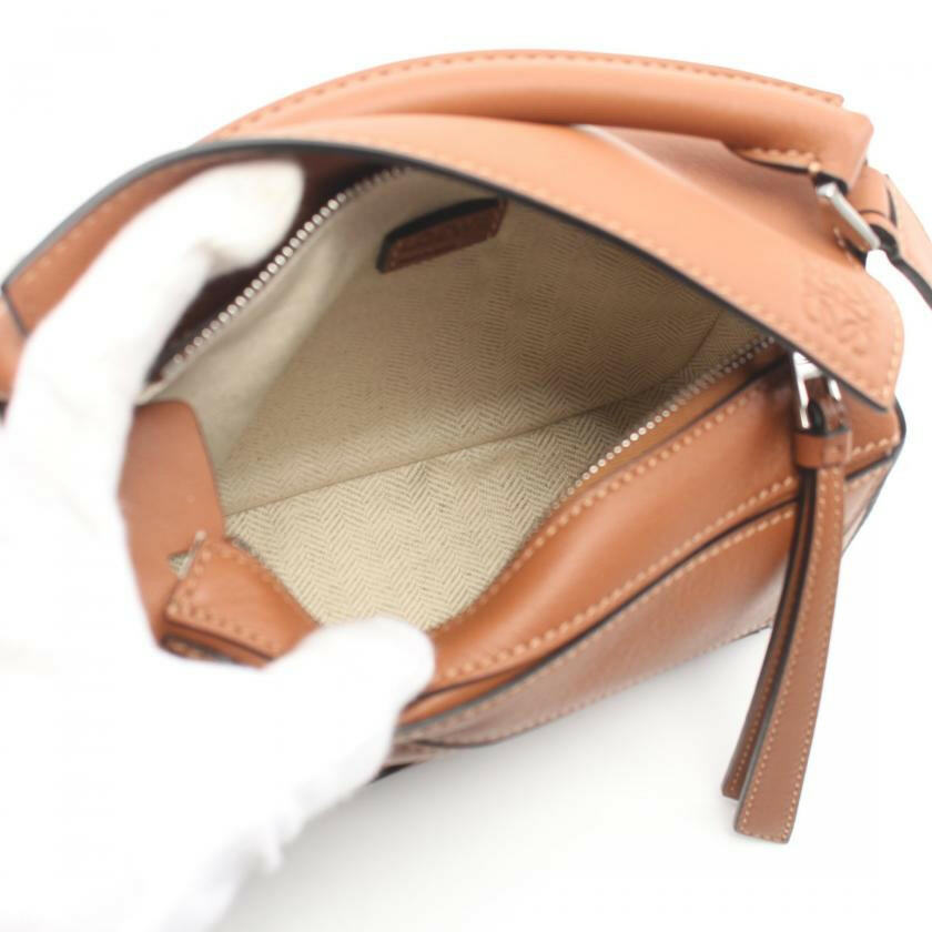 Loewe Puzzle Bag Mini Handbag Leather Light Brown 2way - ShopShops
