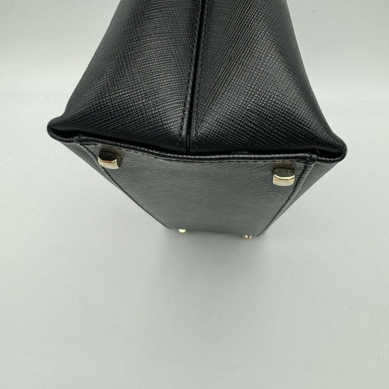 Salvatore Ferragamo Gancini Leather 2Way Hand Bag Black - ShopShops