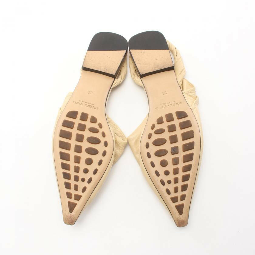 Bottega Veneta Heel Sandals Leather Beige, Size 36 - ShopShops