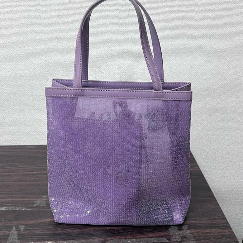 Prada Small Sequined Mesh Tote Bag With Pouch - ShopShops