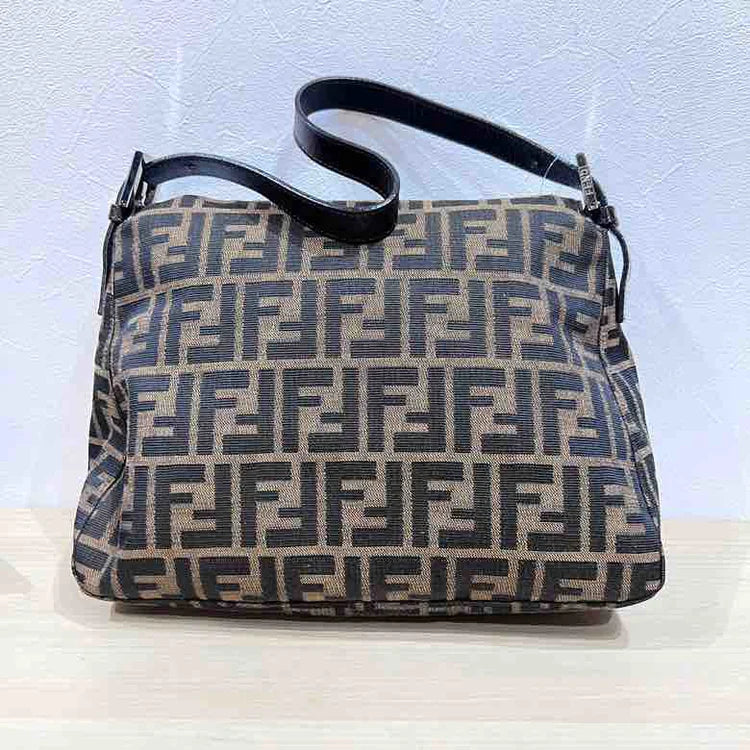 FENDI Zucca Print Mamma Baguette Shoulder Bag, Brown Canvas & Leather - ShopShops