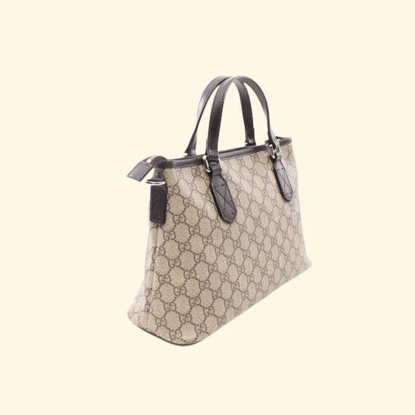 Gucci Gg Supreme Handbag Pvc Leather Beige Dark Brown 2Way - ShopShops