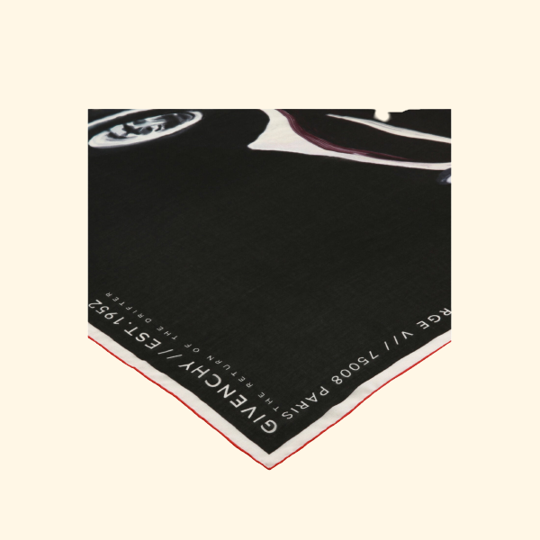 Givenchy Car Logo Print Silk Scarf, Brand New - ShopShops