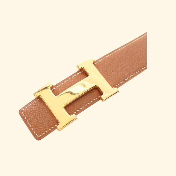 Hermès Constance H-Belt Gold Belt Courchevel Leather Light Brown - ShopShops