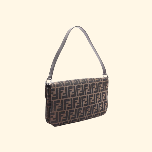 Fendi Zucca Handbag Canvas Leather Brown Black - ShopShops