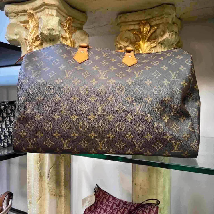 LOUIS VUITTON Monogram Speedy 40 Handbag, Brown, Coated Canvas - ShopShops
