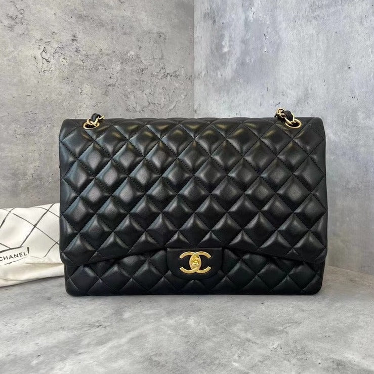 Preloved Chanel CF Maxi Lambskin Leather Black Bag - ShopShops