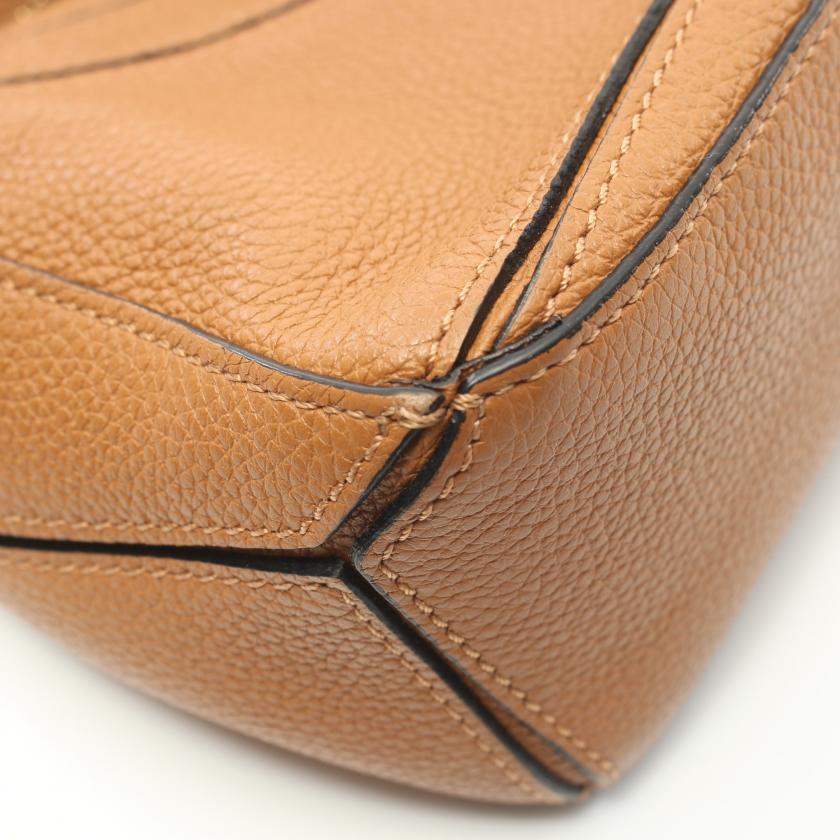 Loewe Puzzle Bag Mini Handbag Leather Light Brown 2way 885177 - ShopShops