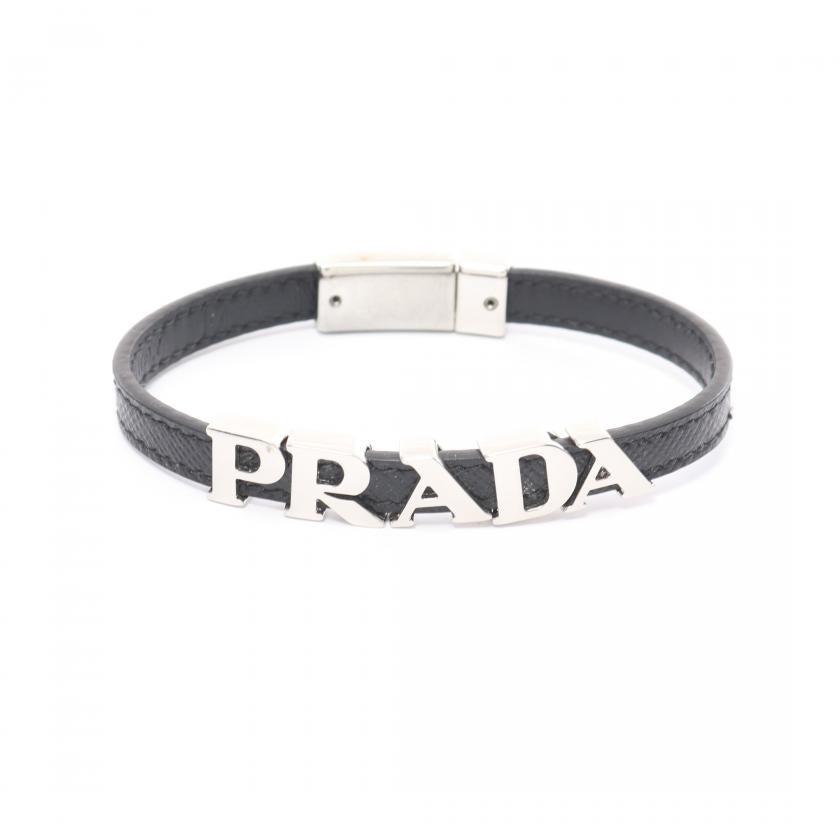 Pre-loved PRADA Bracelet Logo Saffiano Leather Black 886035 - ShopShops