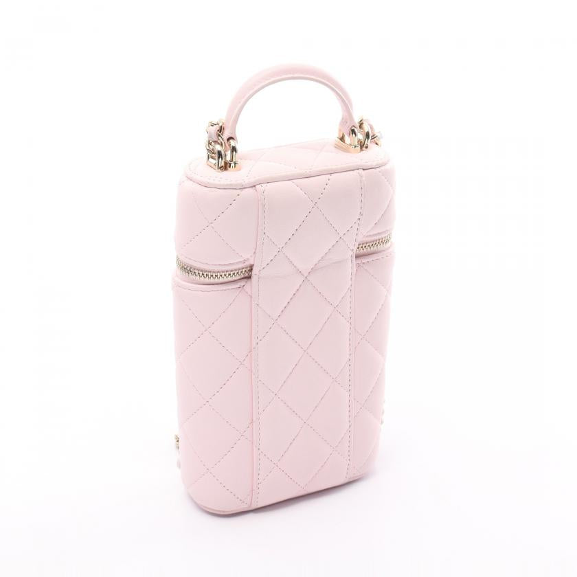 Pre-loved Chanel Matelasse Vanity Shoulder Bag Lambskin Light Pink Gold Hardware 887605 - ShopShops