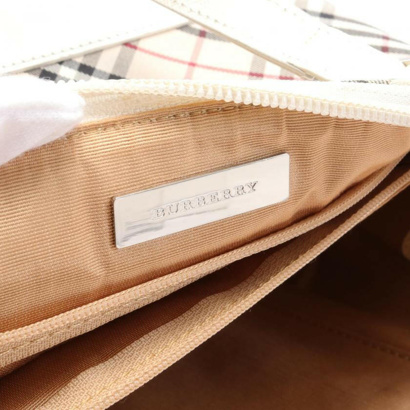 Burberry Nova Check Handbag Canvas Leather Beige Off White - ShopShops