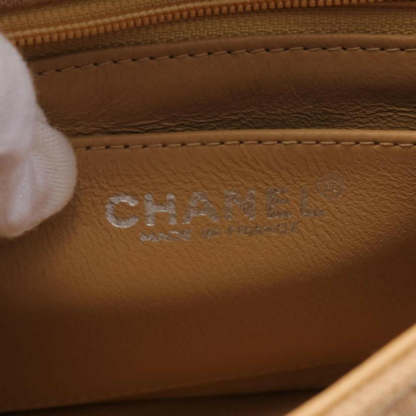 Chanel Mini Matelasse Chain Shoulder Bag Cotton Jersey Beige Silver Hardware 880341 - ShopShops