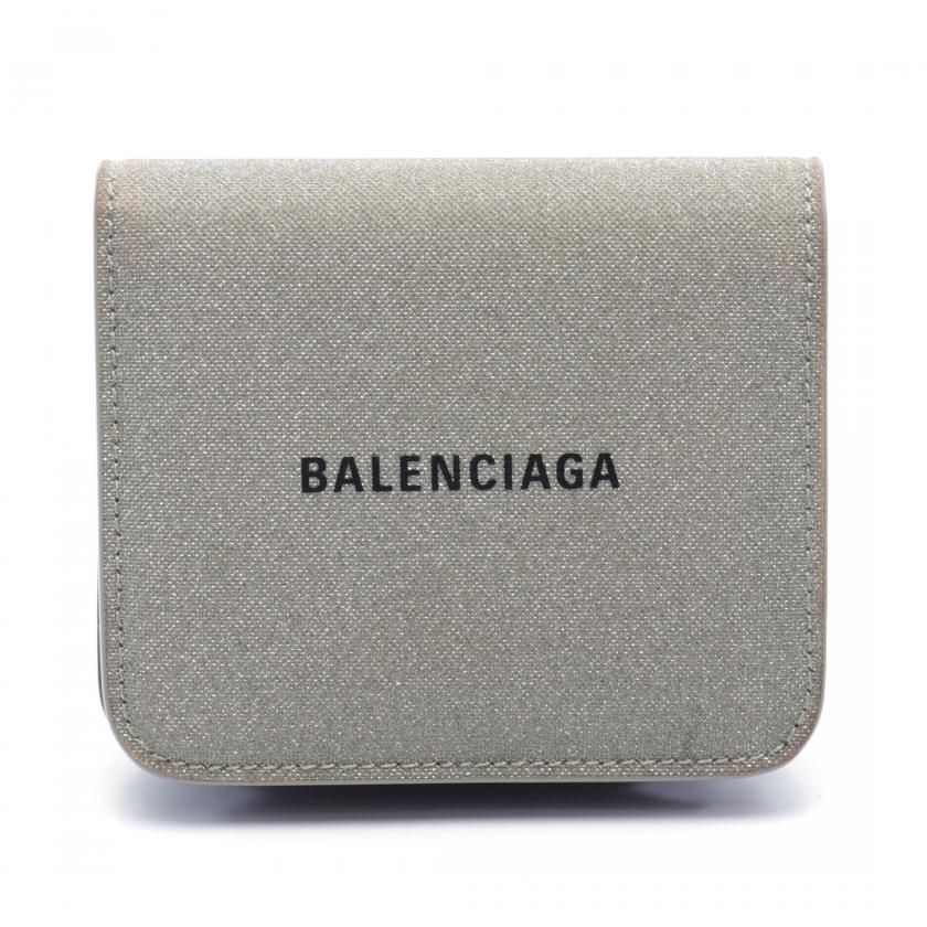 Balenciaga Cash Folded Wallet Glitter Bi Fold Wallet Glitter Silver 878621 - ShopShops