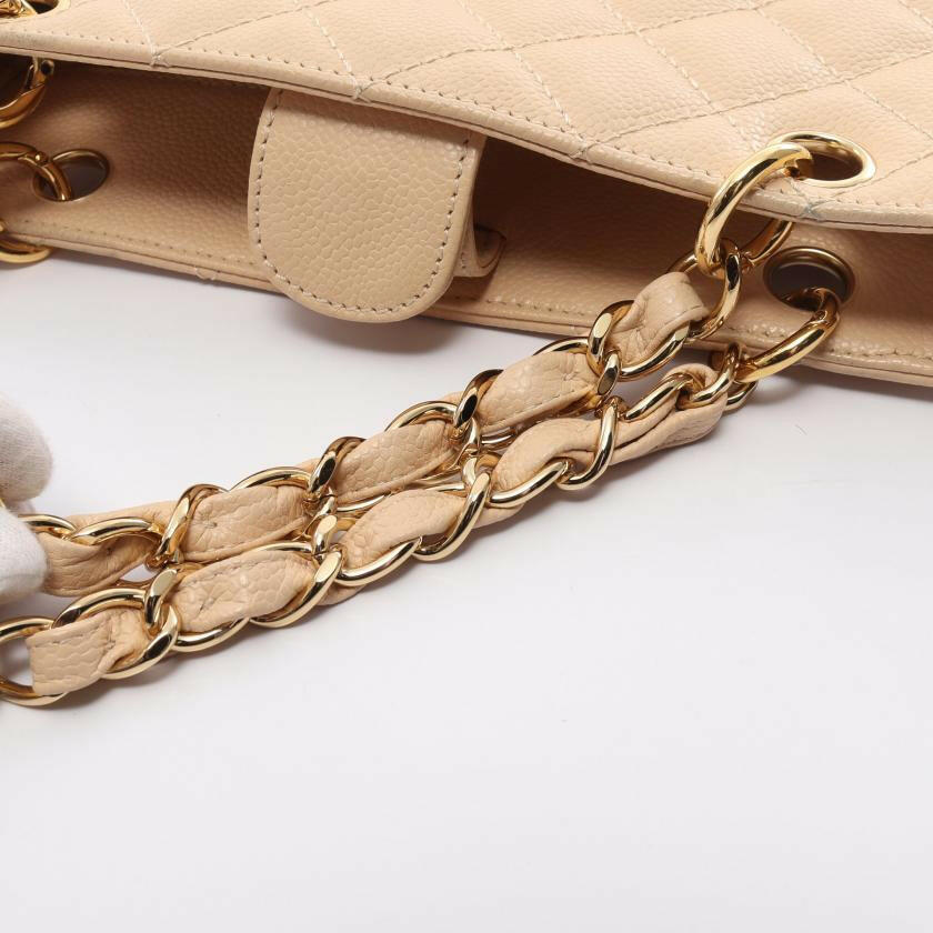 Chanel Matelasse Pst Chain Shoulder Bag Chain Tote Bag Caviar Skin Light Beige Gold Hardware - ShopShops