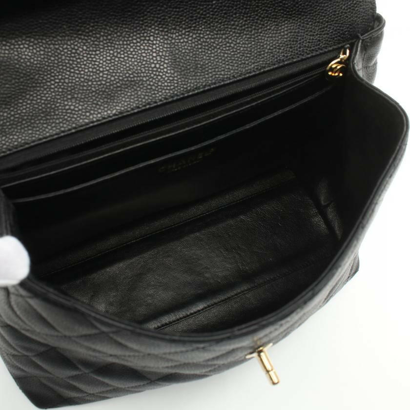 Chanel Matelasse Handbag Caviar Skin Black Gold Hardware 881488 - ShopShops